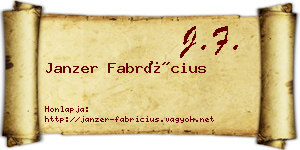 Janzer Fabrícius névjegykártya